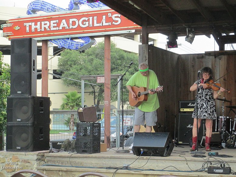 Cleve and Sweet Mary Hattersley of Greezy Wheels onstage at the Steamboat Reunion at Threadgill's World Headquarters, Austin, Texas