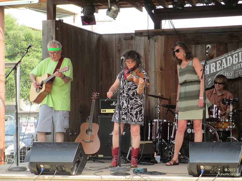 Cleve, Sweet Mary and Lissa Hattersley and John Bush of Greezy Wheels onstage at the Steamboat Reunion at Threadgill's World Headquarters, Austin, Texas