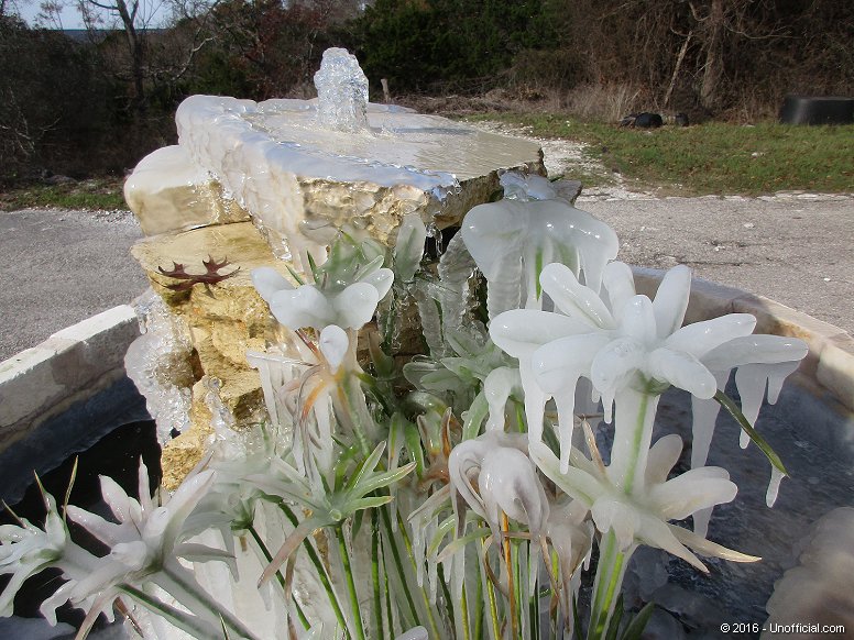 Frozen Fountain in northwest Travis County, Texas
