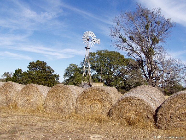Windmill and Hay Bales, Burnet County, Texas