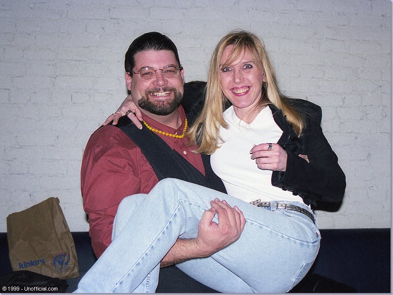 Jeff Gish of KLBJ-FM and Christine Celis of Celis Brewery in Austin at Jazz on Sixth Street in Austin, Texas